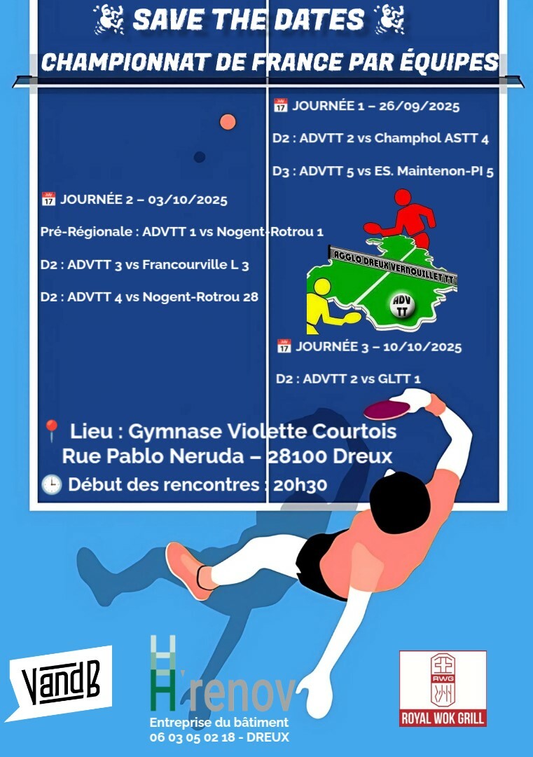 🏓 SAVE THE DATES – ADVTT 🏓